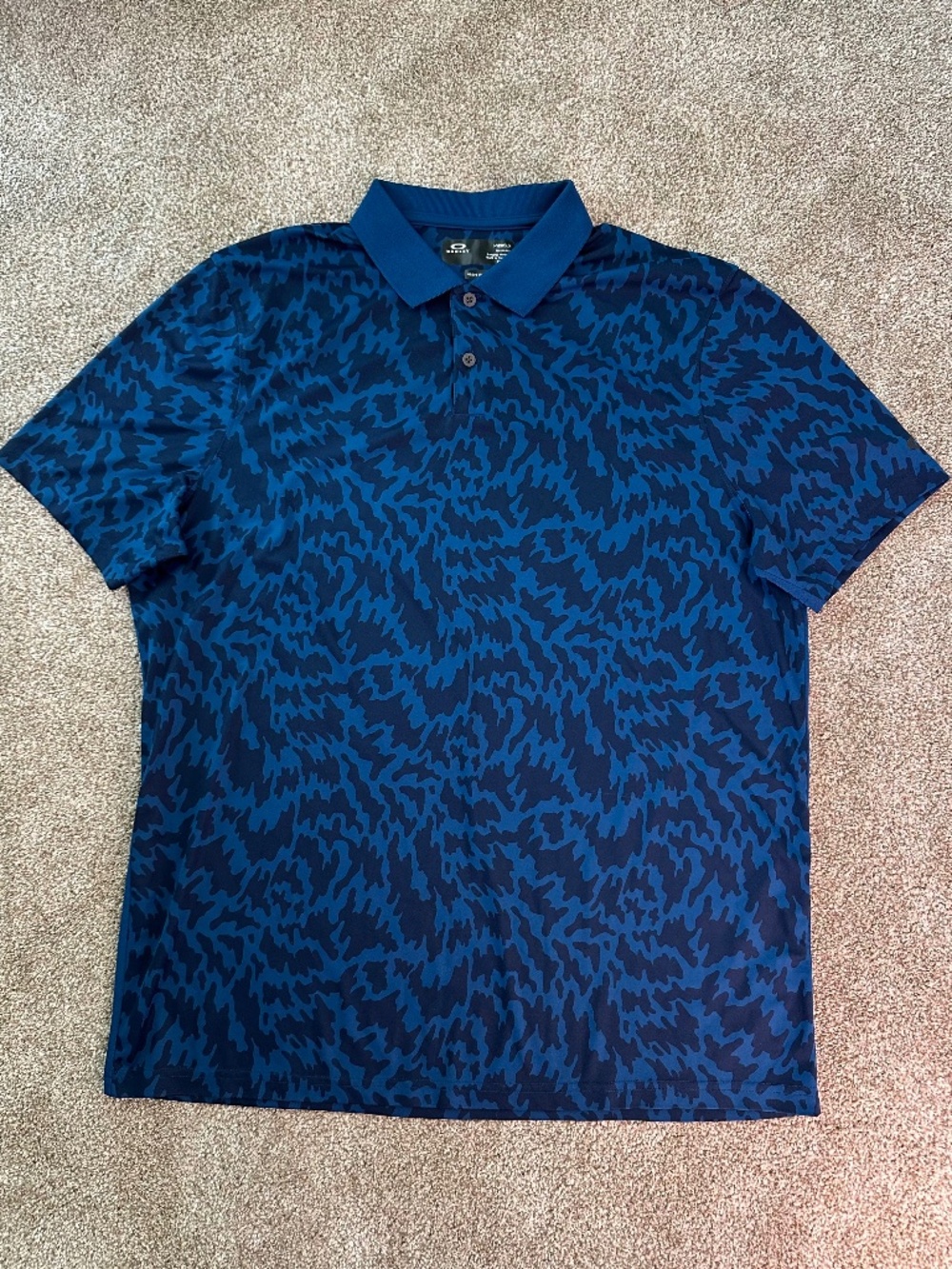 Oakley Hydrolix Golf Polo Shirt Blue Camo Print Performance Men's L
